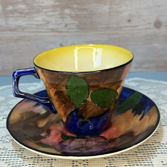 H&K Tunstall Hand-Painted Floral Ceramic Cup and Saucer Set Of 3 - Picture 5 of 7